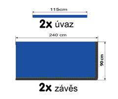 Závěsy zatahovací sólo modré/ provázky černé